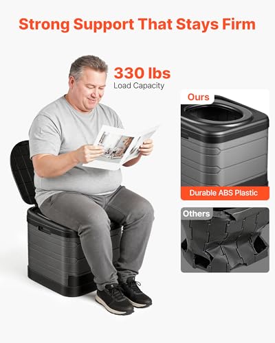 Image of VEVOR Portable Toilet, 330 lbs Load Capacity, Folding Camping Toilet for Adults, Outdoor Travel Potty with Carry Bag, Trash Bags, Suitable for Home Use, RV Travel, Camping, Hiking, Boating, Car, Trips