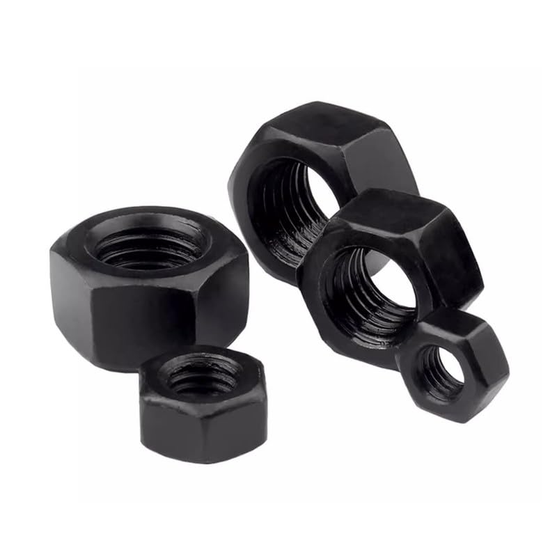 Hex Nuts 304 Stainless Steel Black Zink Plating Machine Nuts Lock Screw Caps Full Thread Metric Fasteners M3.5 (50 Pcs)