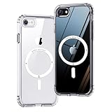ONES HD超透明 iPhone Se3 Se2 Se 8 7 超強磁性MagSafe対応 ハードケース 米軍MIL規格 エアバッグ 超耐衝撃 レンズ保護 画面保護 「 高靭性強化PC保護板 ✚ 高弾性衝撃吸収·シリコンバンパー 」 Qiワイヤレス充電 傷防止 滑り止め 超軽量 持ちやすい 黄ばみ防止 クリスタル クリア マグネット カバー