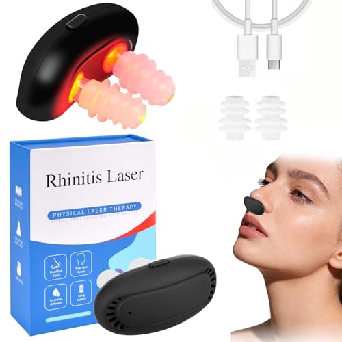 Respi-Relief Red Light Nasal Therapy Device Portable Red Light Therapy Nose for Nasal Soothing Relieve Infrared Light Therapy Instrument USB Rechargeable with 3 Modes for Travel Home & Office Use