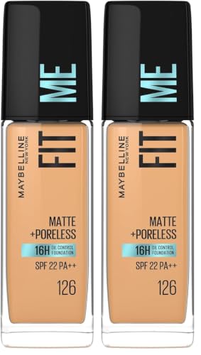Image of Maybelline New York Fit Me Matte + Poreless Liquid Foundation, 126 (Pack of 2)