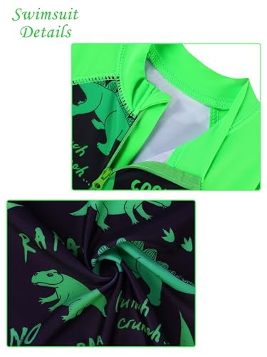 Image of HUAANIUE Toddler Boy Swimsuit Rashguard One-Piece Swimwear 0-6 Years | UPF 50+ sun protection, front zipper with chin guard, 4-way stretch quick-dry fabric, flatlock seams anti-chafing