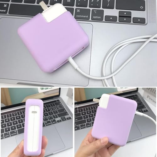 Image of Techmount Silicone Protective Cover with Silver Data Cable Potector Compatible with 29W /30W /35W MacBook Adapter Compatible with MacBook Air M2 M1 13 inch Models A2681 A2337 A2179 2020 (ONLY Cover)