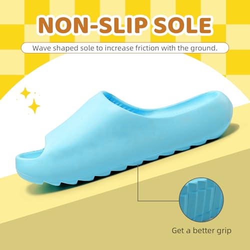 Image of Kids Cloud Slides for Boys & Girls, Super Soft & Comfy Beach Pool Slippers, Non-Slip Waterproof Shower Sandals for Toddlers & Kids