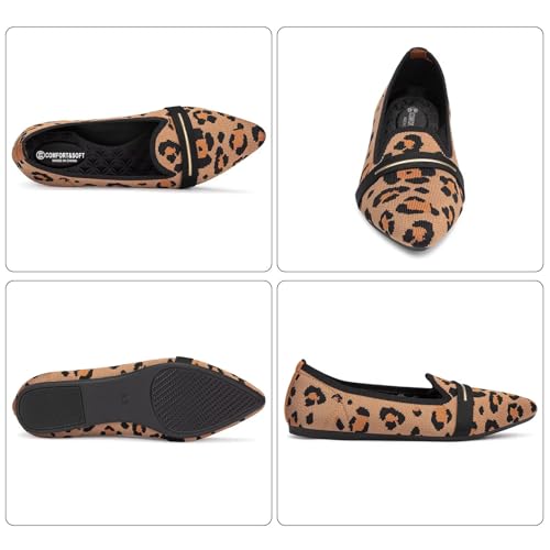 Image of Frank Mully Women's Casual Loafer Flats Slip On Loafer Shoes Comfortable Knit Flat Shoes Classics Pointy Toe Loafer Flats,for Work,Travel