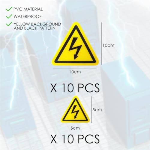 BOBOZHONG 20 Stück 5cm/10cm Aufkleber Elektro Warnschild Elektrische Spannung Achtung Stark Haftende Sicherheitswarnschilder, Dreieck Schild Folie Selbstklebend