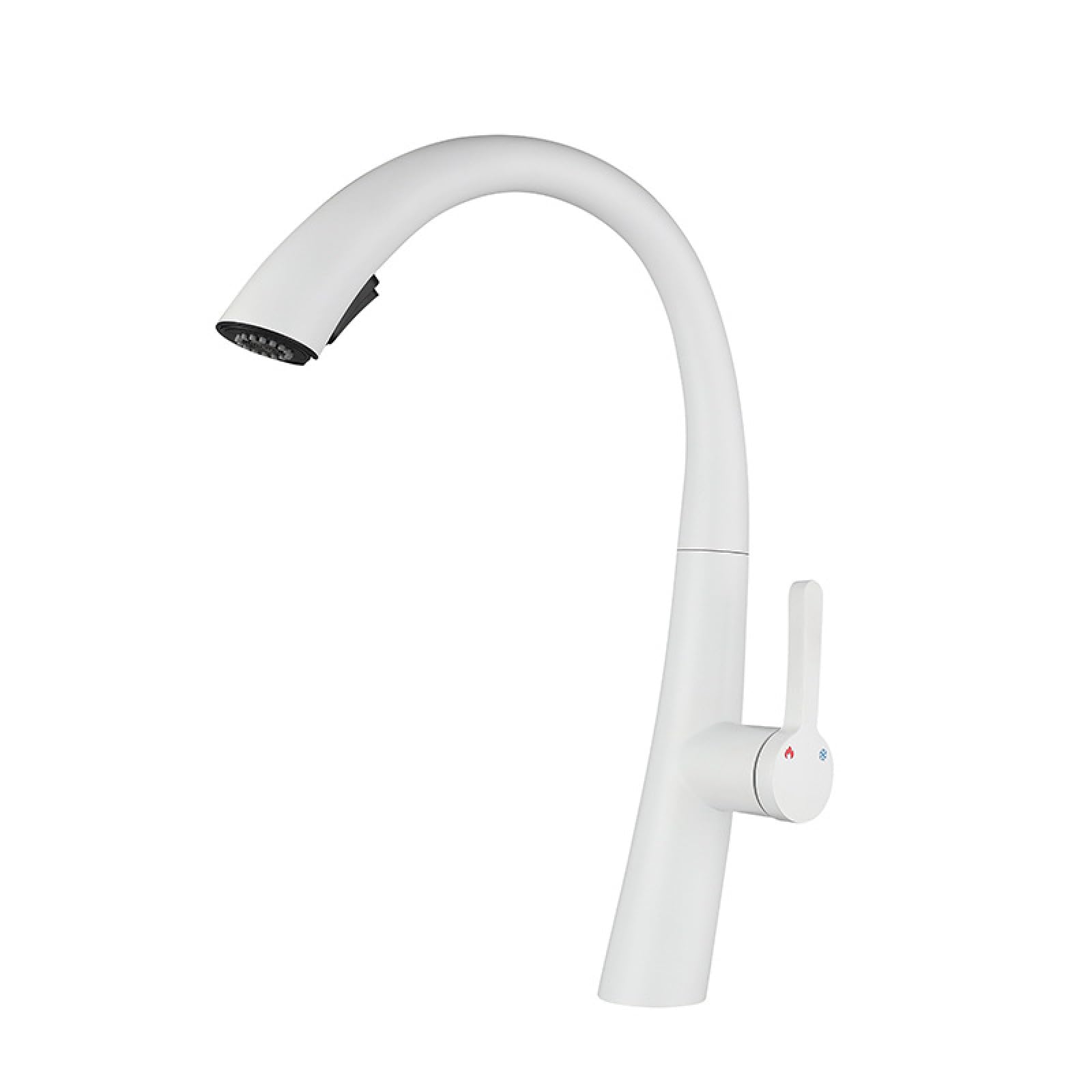Fanjubei Milky White Kitchen Hot And Cold Retractable Rotating Pull-Out Faucet,