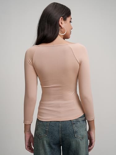 Image of Tokyo Talkies Women's Round Neck Full Sleeve Regular Top with Wrap Gather | Stylish & Comfortable | Perfect for Casual & Day Outings | Tops for Woman | Women Tops | Stylish Top