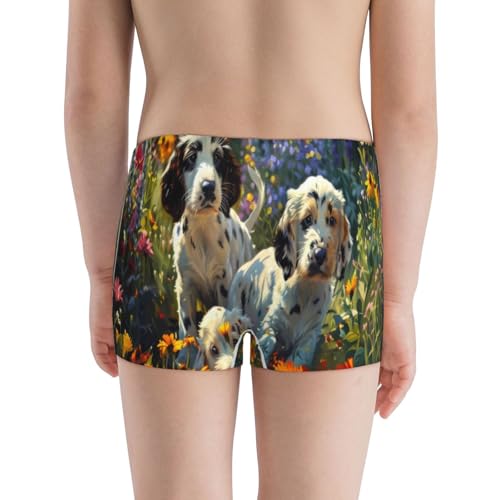 Boys' Cotton Boxer Brief Soft Underwear-Sunflower Field Spotted Dog3