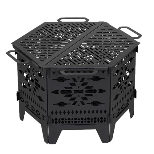 FmtwPhn Brasero portátil para exteriores – Brasero plegable – Brasero desmontable de acero al carbono para calefacción de patio, picnic, hoguera y barbacoa