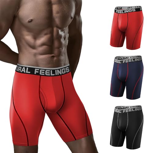 Natural Feelings Mens Underwear Boxer Briefs Long Leg 9 Inch Performance Boxer Briefs for Men