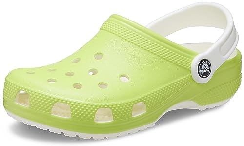 Image of Crocs unisex-child Classic Glow in the Dark Clogs, Limeade, 4 Toddler