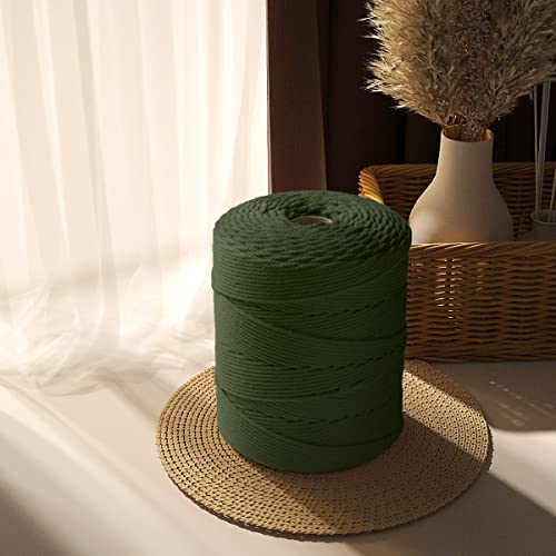 Image of ZUEXT Macrame Cord, Army Green, 4mm x 547yds Cotton String Macrame Yarn | Natural Handmade, 4 Strands Twisted Cotton Rope, for Craft Wall Hanging Weaving Tapestry Dream Catchers Hanger DIY Gift, 500m