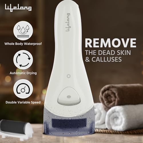 Lifelong Callus Remover Pedicure Device for Feet & Heels | Electronic Foot Scrubber For Dead Skin Removal| 3 Changeable Roller Heads | With Adapter... - Image 3