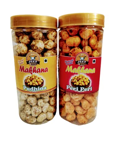 JEET by KSHS Superpops, Healthy Snacks| (100g)| Olive Oil Roasted| Fox Nuts | Diet Food | Gluten Free | Vegan Snacks| Foodyoga (PUDHINA & PERI PERI)