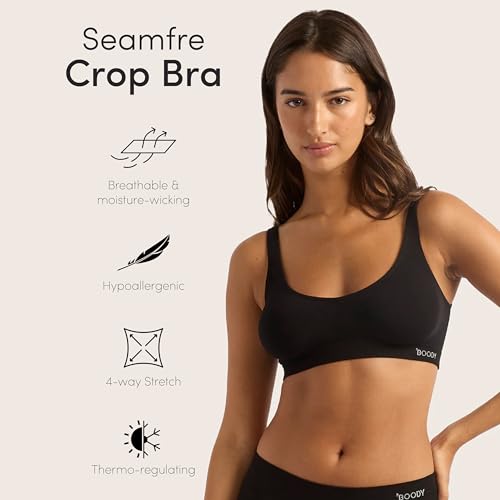 Image of Boody -Seamfree Crop Bra -Seamless Bralette -No Padding, Clips, Fastenings, Wires -Bamboo Viscose -Low-Medium Support Pull-On