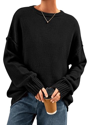 NALANISA Oversized Sweaters for Women Fall 2025 Casual Long Sleeve Crewneck Knit Cozy Lightweight Pullover Sweater Jumper Top