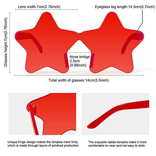 Image of 12 Pairs Star Sunglasses Pentagram Glasses Rimless Sunglasses for July 4th,Halloween, Christmas Party Favor