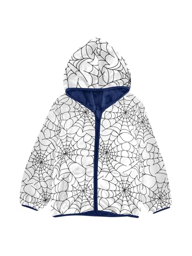 Spider Web Simple Line Girls Fleece Jacket Girls Fall Jacket Boys Coats Zip Up Hoodie Children Sherpa Warm Outerwear 2-10T