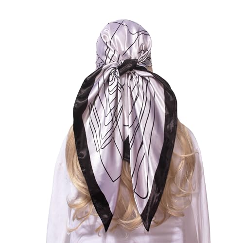 Square Scarves for Women Lightweight Large Satin Hair Scarf for Sleeping Silky Modal Hijab Bandana Neckerchief, 35