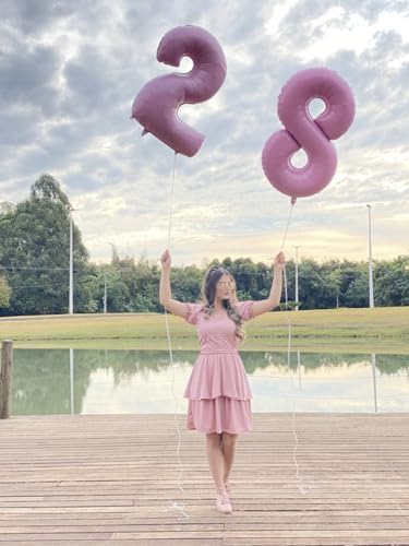 Image of 8 Balloon Numbers Birthday Decorations, 40In Pearl Pink Balloons for Party | Eye-catching Appearance, Perfect Decorative Centerpieces, Convenient Self-sealing Structure, Widely for Various Occasions