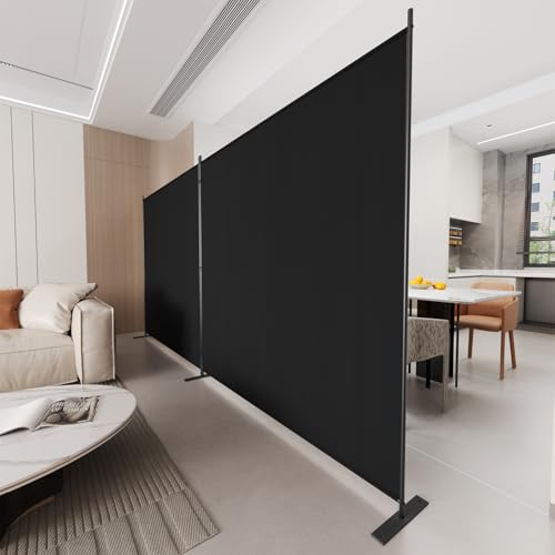Image of C-Hopetree 2 Panels Room Divider, 6 Ft Tall Indoor Folding Privacy Screen, Portable Partition Separator, Freestanding Separation Temporary Wall for Office, Bedroom, 142 inch W X 71 inch H, Black