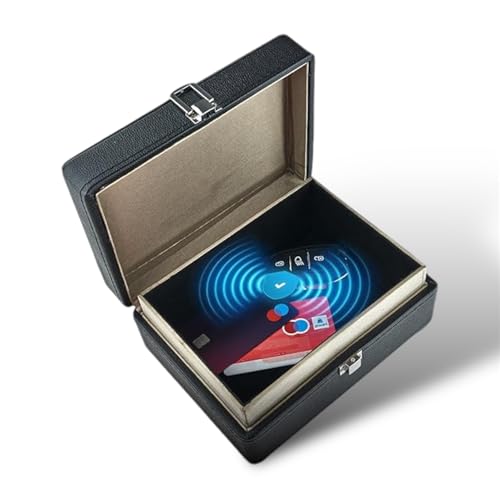 Keyless Go Schutz | Faraday Box | Funkschlüssel Abschirmung | RFID Blocker | Keyless Go Box Gross | RFID Box | XXL | Kunstleder Schwarz |