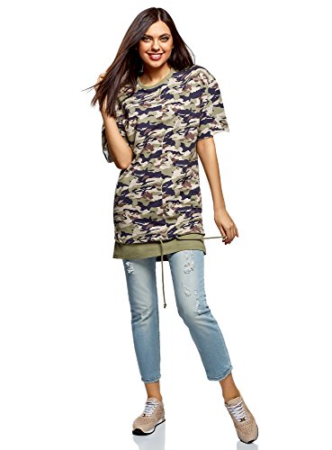 Oodji Ultra Donna Abito Stampato Oversize, Verde