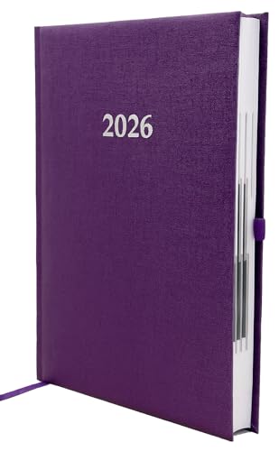 Buchkalender Chefplaner A5 1 Tag 1 Seite auch sonntags (2026 violett-metallic)