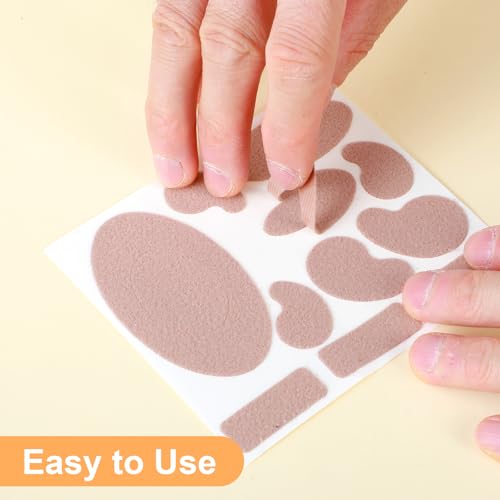 Image of 12 Sheets Blister Prevention Pads Anti-Wear Mole Skin Tape Stickers Moleskin Adhesive Strips Multi-Shaped Heel Pads Oval Moleskin Tapes for Feet Fabric Unsuitable Shoes Padding Hiking