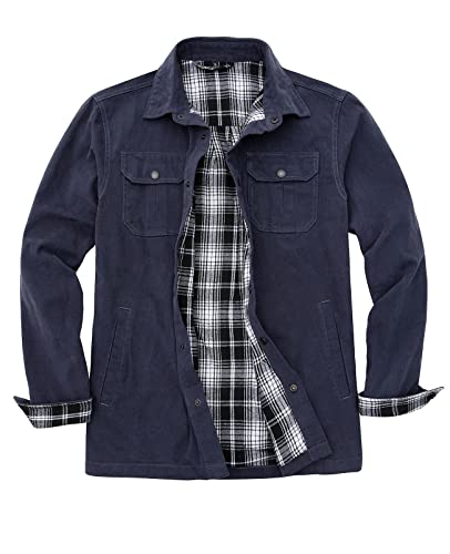Image of ZENTHACE Men's Full Flannel Lined Shirt Jacket, Heavy Washed Rugged Cotton