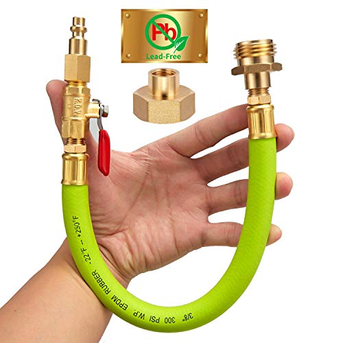 Minimprover Lead -Free Brass 16.9" Winterize Sprinkler System Rv Motorhome Boat Camper And Travel Trailer: Air Comp Quick-Connect Plug To 3/4" Garden Hose Faucet Blow Out Adapter Fitting With Valve #TOP5