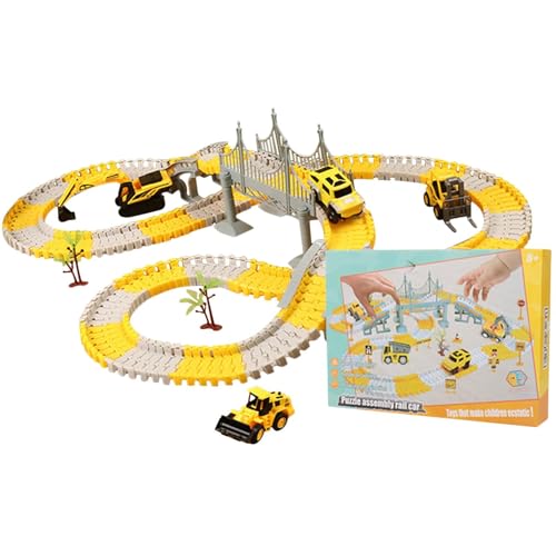 Tren Eléctrico Juego para Niños | Pistas De Tren Conjunto Y Pistas De Automóviles Luces Up Puente Road Road Sound Sound Train Track Accessors Playset Toys Birthday 4 5 6 7 8+ Año De Niños