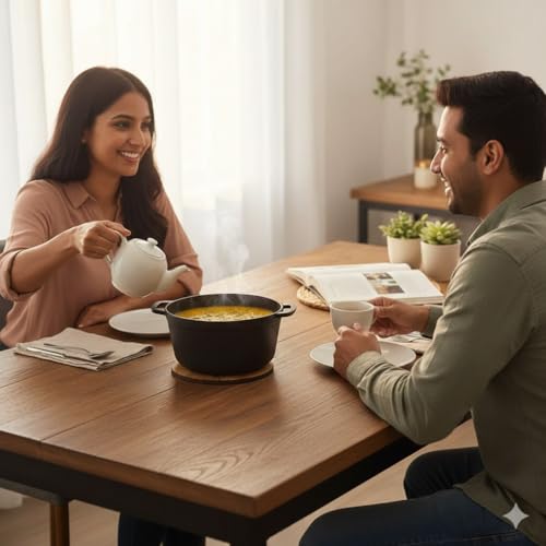 Image of Premium Round Shape Trivet - Heat Resistant Bamboo Pot Holder | Non-Slip Wooden Table Mat & Coaster for Dining, Kitchen & Table | 20cm Set of 4