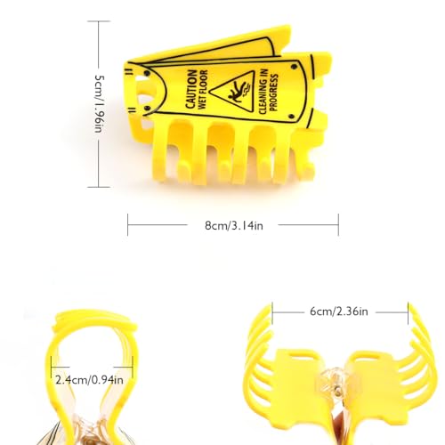 Caution Wet Floor Sign Hair Claw, Cleaning in Progress Hair Clips, Personalized Acetate Hair Claw for Women Yellow