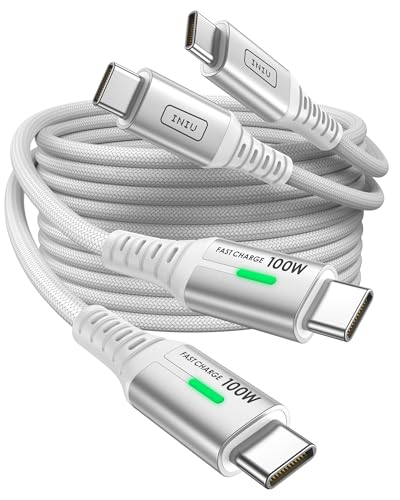 INIU USB C Cable, 100W Fast Charging USB C to USBC Cable, 3.3ft+3.3ft White