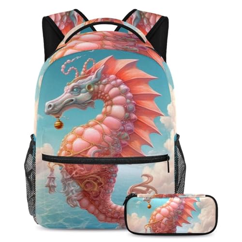 Sac à dos rose hippocampe 2 pièces : allégez les épaules avec ce grand format ergonomique