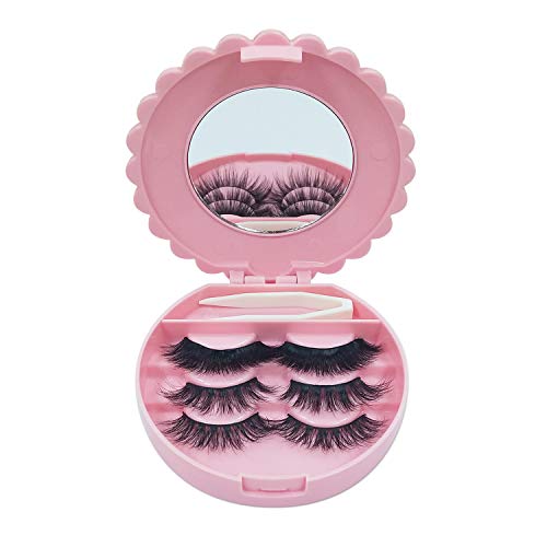 3D Mink Lashes, False Eyelashes 3 Pairs/Style Long Volume with Eyelashes Box Protable | No Glue, Reusable