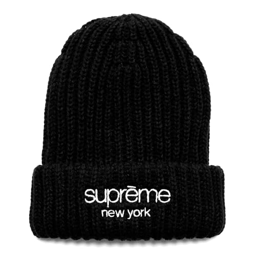 [シュプリーム] メンズ チャンキーリブクラシックロゴ刺繍ビーニー ブラック Chunky Rib Classic Logo Beanie FW25BN42 [並行輸入品]