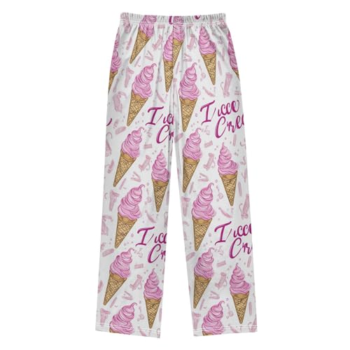 Cartoon Ice Cream Cones Pink Boys Pants Girl Sleep Pants Long Trousers Elastic Waist Lounge Bottoms S2