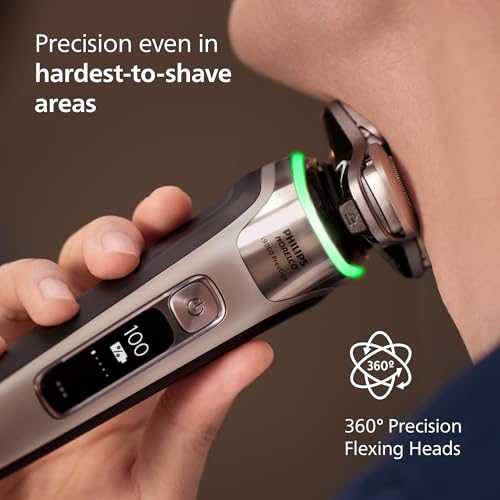 Image of Philips Norelco Shaver i9000 Prestige - Wet & Dry Electric Shaver, Gold Oyster, Sense IQ Technology, Triple Lift & Cut System, 360 Rotating Dual SteelPrecision Blades, Quick Clean Pod, Model XP9203 /81