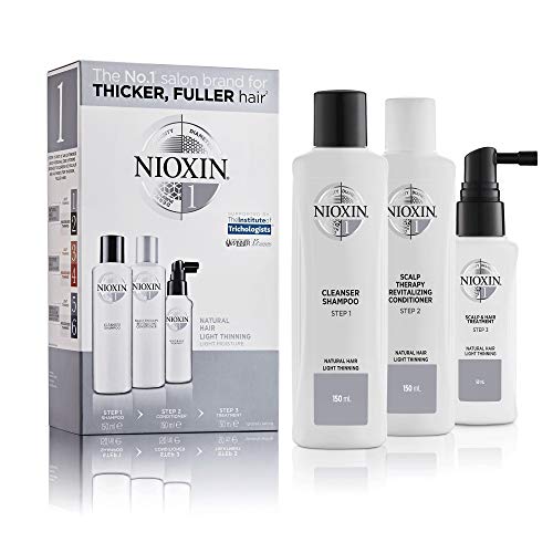 Nioxin 3-Part System | System 1 | Natural Hair with Light Thinning Hair Treatment | Scalp Therapy | Hair Thickening Treatment