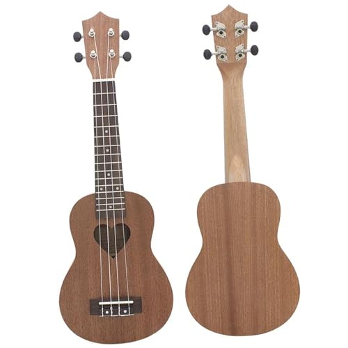 21 インチウクレレ 4 弦ハワイアンギター愛の形ウクレレバッグチューナー弦カポ部品 ウクレレセット