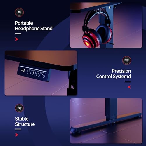 Shintenchi Standing Desk, Height Adjustable Electric Sit Stand up Desk, Ergonomic Rising Computer Table, 40x24 Inch Modern Lift Gaming Desk Workstation for Home Office, Black