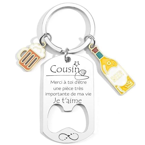 YUANSI Porte-clés Cadeau pour Cousin - Fête des Pères, Anniversaire, Noël et Famille cadeau cousin 18 ans cadeau cousin homme (1)