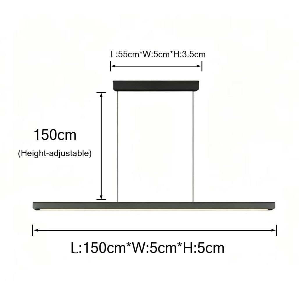 Suspension Luminaire Cuisine Moderne, 3000K/4500K/6500K 10%–100% Température de Couleur Lustre Linéaire, Dimmbar avec Télécommande LED Suspension pour Salon,Salle à manger, Îlot (Blanc, 150cm)
