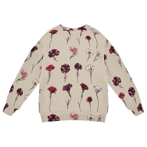 JUNZAN Cute Dianthus Brown Little Girls Sweatshirts Hoodies Crewneck Tops Clothing Shirts Athletic 4T2