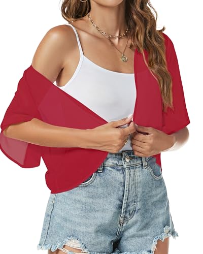 Image of ZNVGIRL Women Shrug Chiffon Cardigans Open Front Short Sleeve Bolero for Evening Dressy 2026