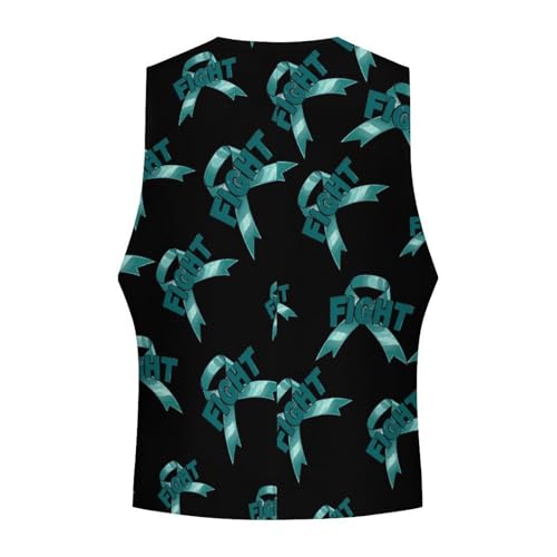 Fight Ovarian Cancer Novelty Men's Suit Vest Funny Formal Dress Vests Business Waistcoat4