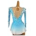 JRUIA Girls' Figure Skating Dress for Competition Lace Ice Skating Training Clothes Gradient Gymnastics Leotards Ballet Skirt,Blue,L